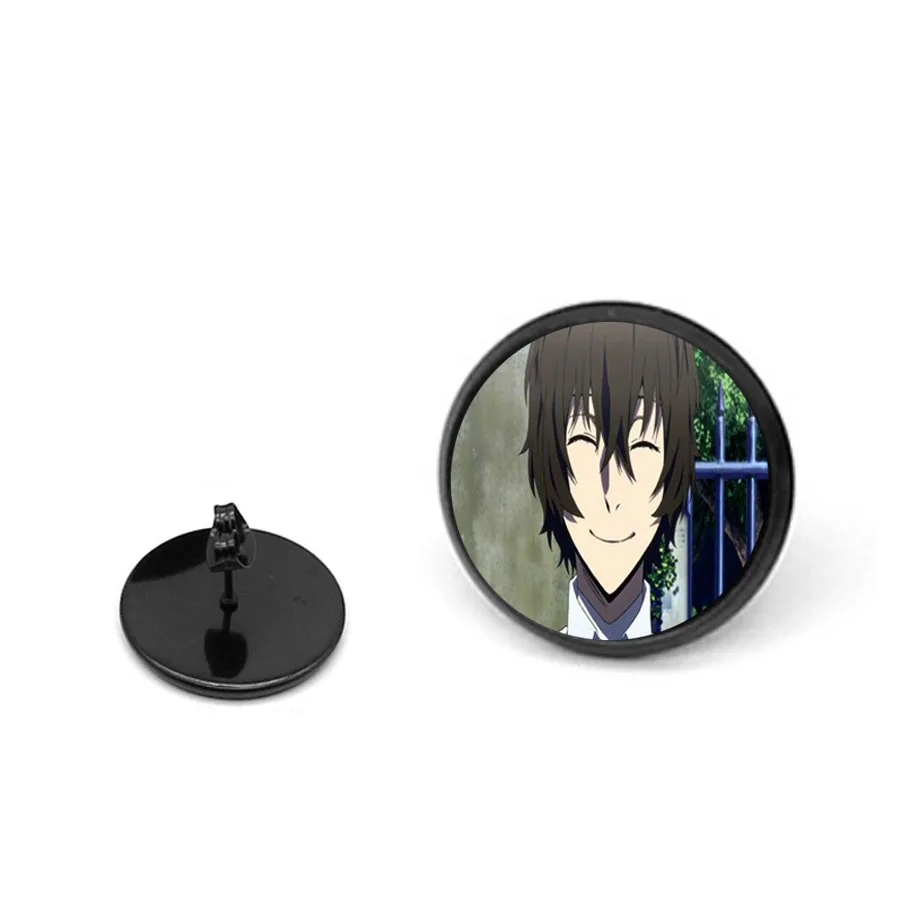 Pendientes de 2 piezas para niñas, aretes de Anime, Bungo Stray Dogs, redondos, negros