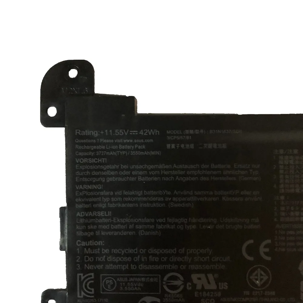 Imagem -03 - Bateria do Portátil para Asus Original 3icp5 57 78 C31n1637 B31n1637 B31bi9h 11.55v 42wh B31n1637 C31n1637 B31n1637 B31bi9h