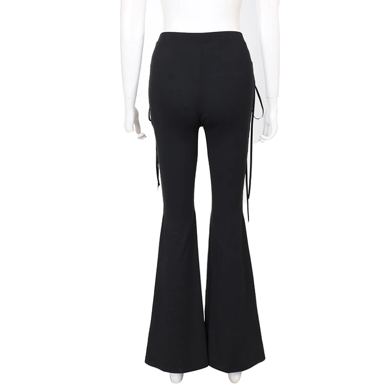 Summer 2024 New Dark Street Trendy Chicken Eyes With Strap Flare Pants - Non Woven Women CF24009AH