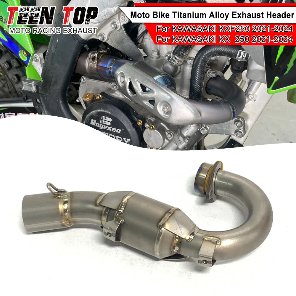 KX250 Exhaust Header Titanium Alloy Motor Bike Escape For KAWASAKI KXF250 KX 250 2021-2024 Connect to Stock Muffler Moto Tube