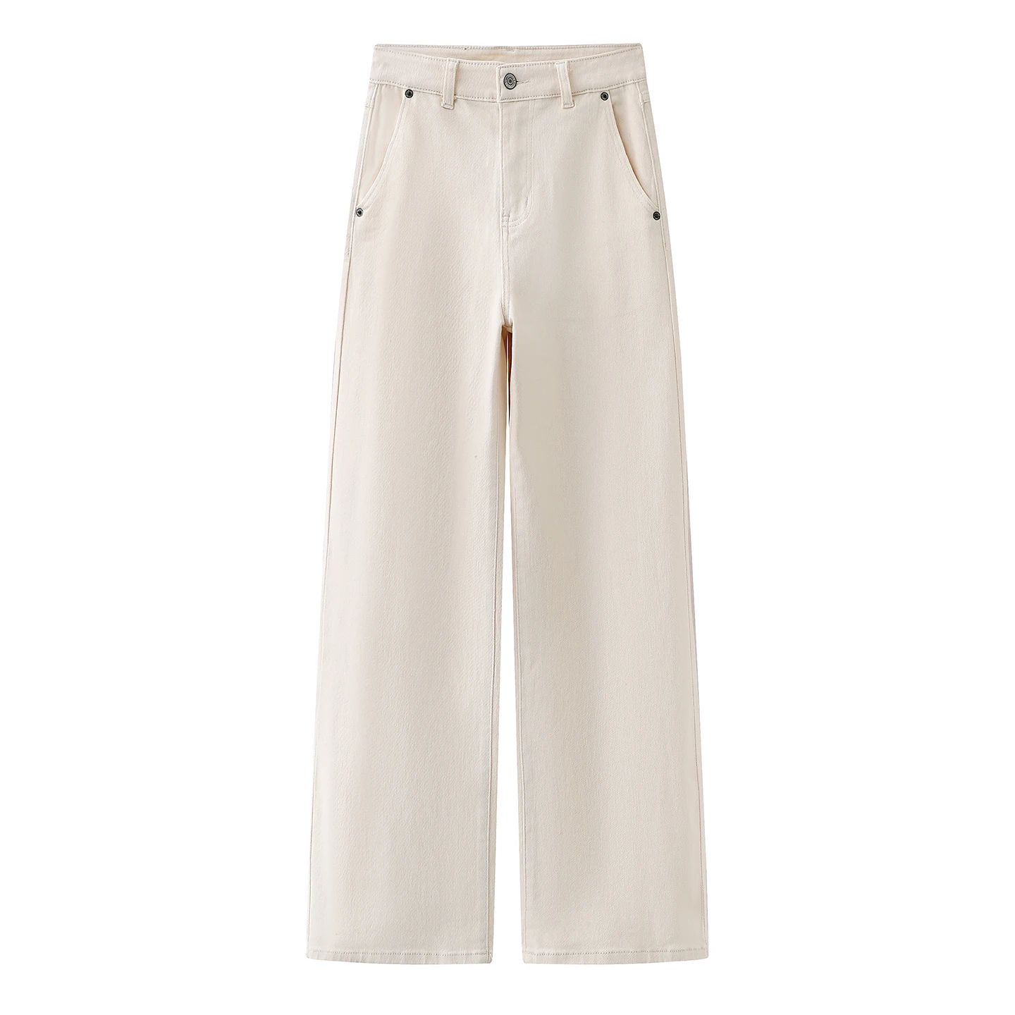 

High Waist Straight Leg Wide Leg Pants Women's Fashion Spring Summer Beige Color Versatile Casual Classic Trousers