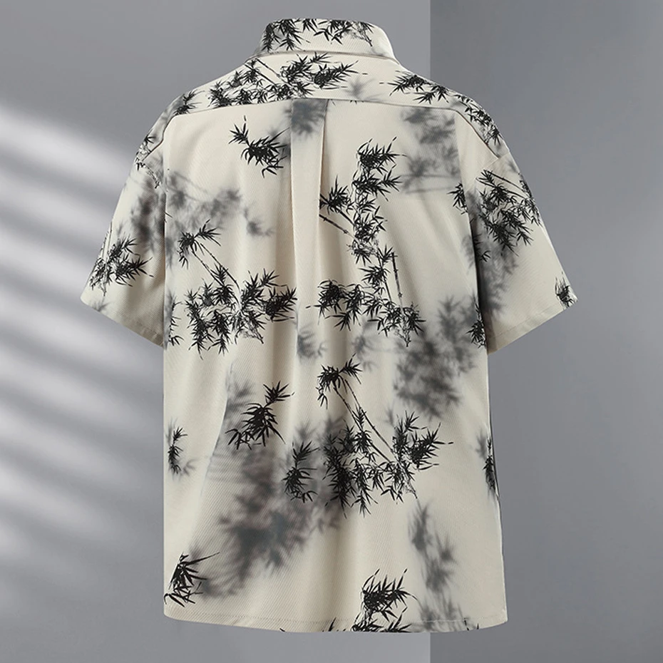 Summer Hawaiian Shirt Men Plus Size 11XL Shirts Ink Painting Printing Casual Fashion Summer Short Sleeve Shirt Male Big Size