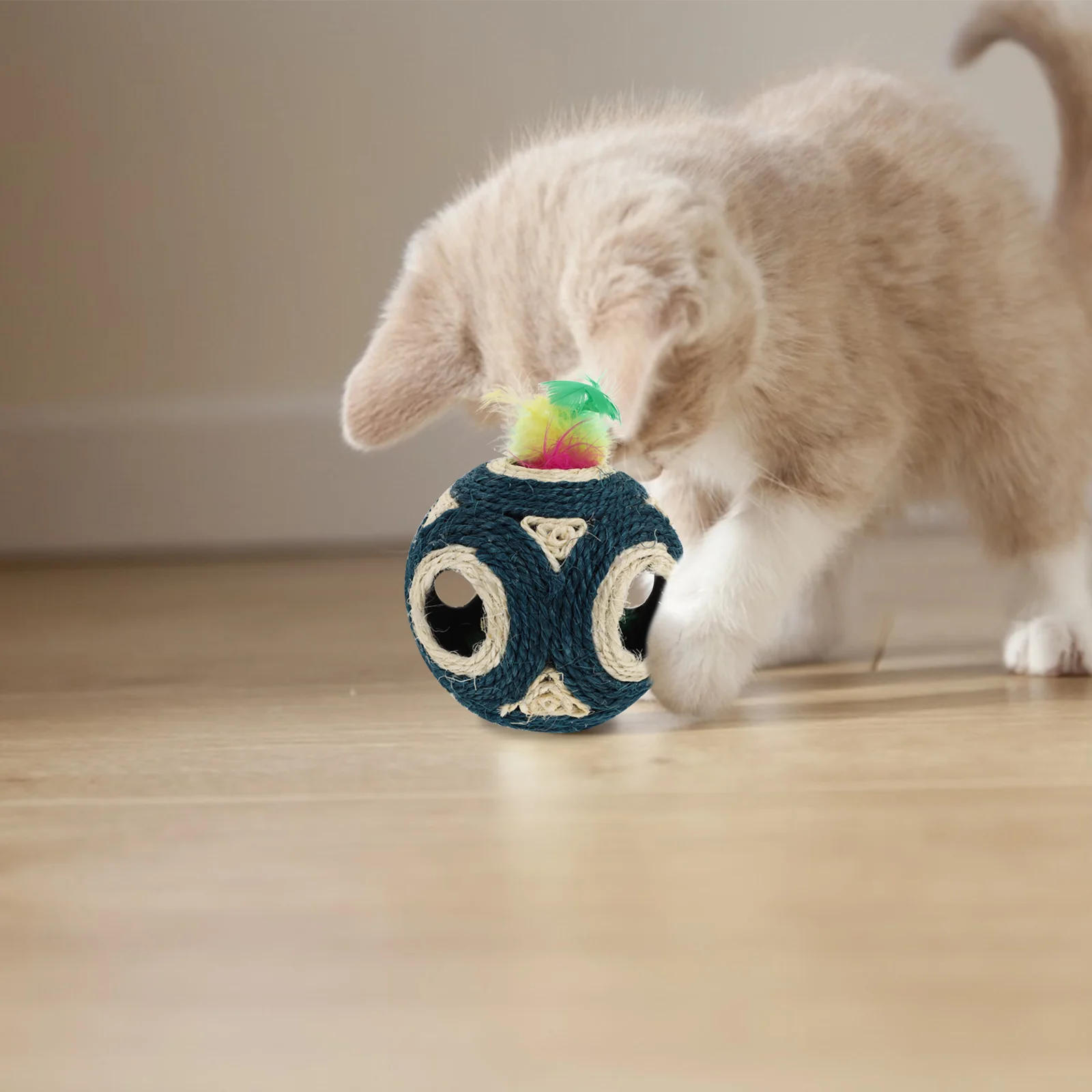 Cuerda bola de seis agujeros rueda de gato juguete interactivo juguetes para cachorros juguete molienda Sisal deportes