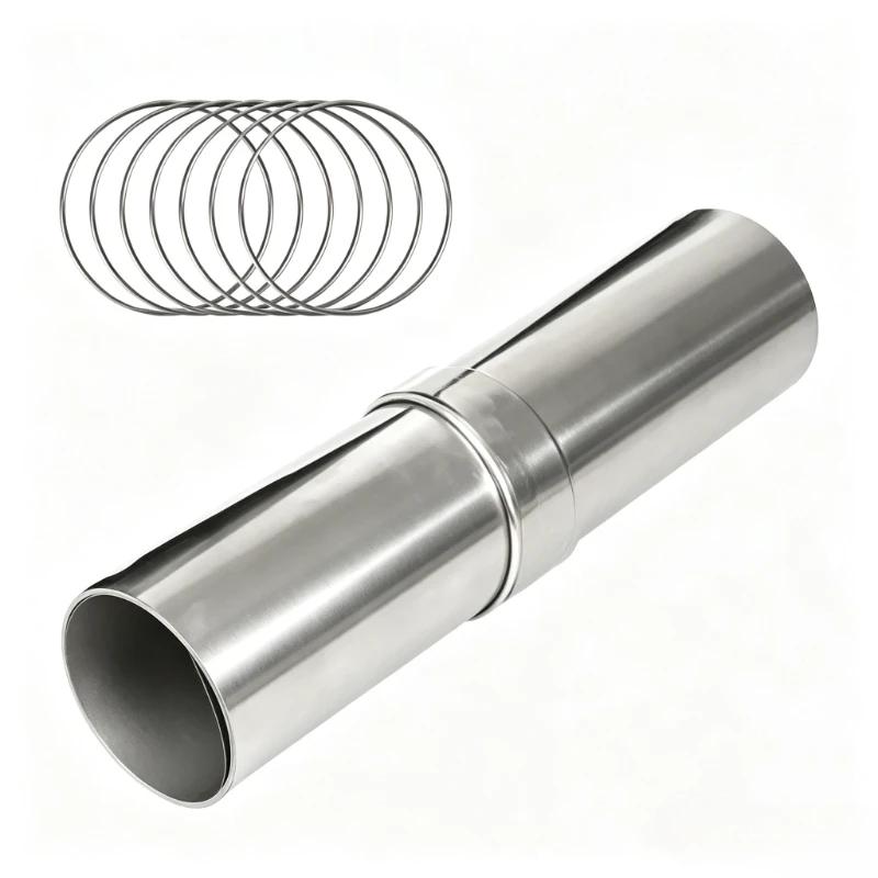 2M 2.5M 3M Roll Up Stove Pipe with Ring / Clamp for Outdoor Camping Tent Wood Stove DIY Pipe Stove Accessories Stainless Steel