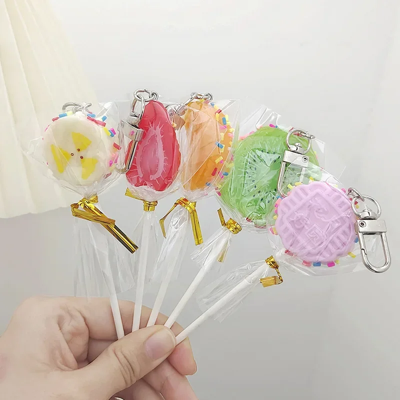 Simulation Candy Key Chain New Creative Fruit Lollipop Food Toy Model Photography Props Car Bag Pendant Ornaments Gift Trinkets