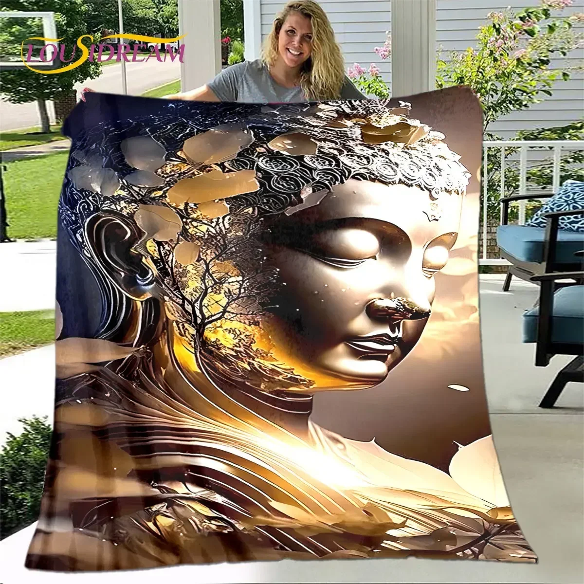 Couverture inspirée de la méditation – Design Zen paisible, tissu doux et confortable pour le salon, le lit, le canapé, la décoration de la maison et la pleine conscience