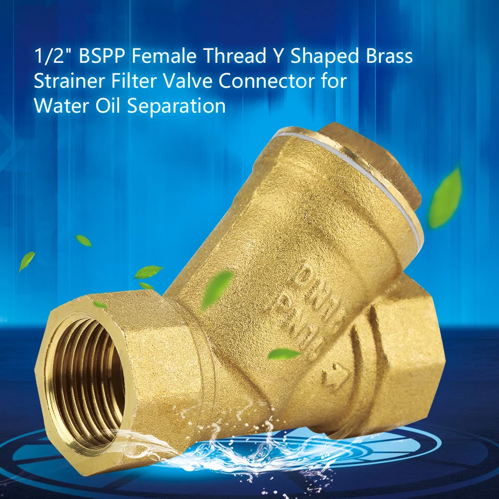 

1/2" BSPP Female Thread Y Shaped Brass Strainer Filter Valve Connector for Water Oil Separation 1/2in Strainer Brass Strainer