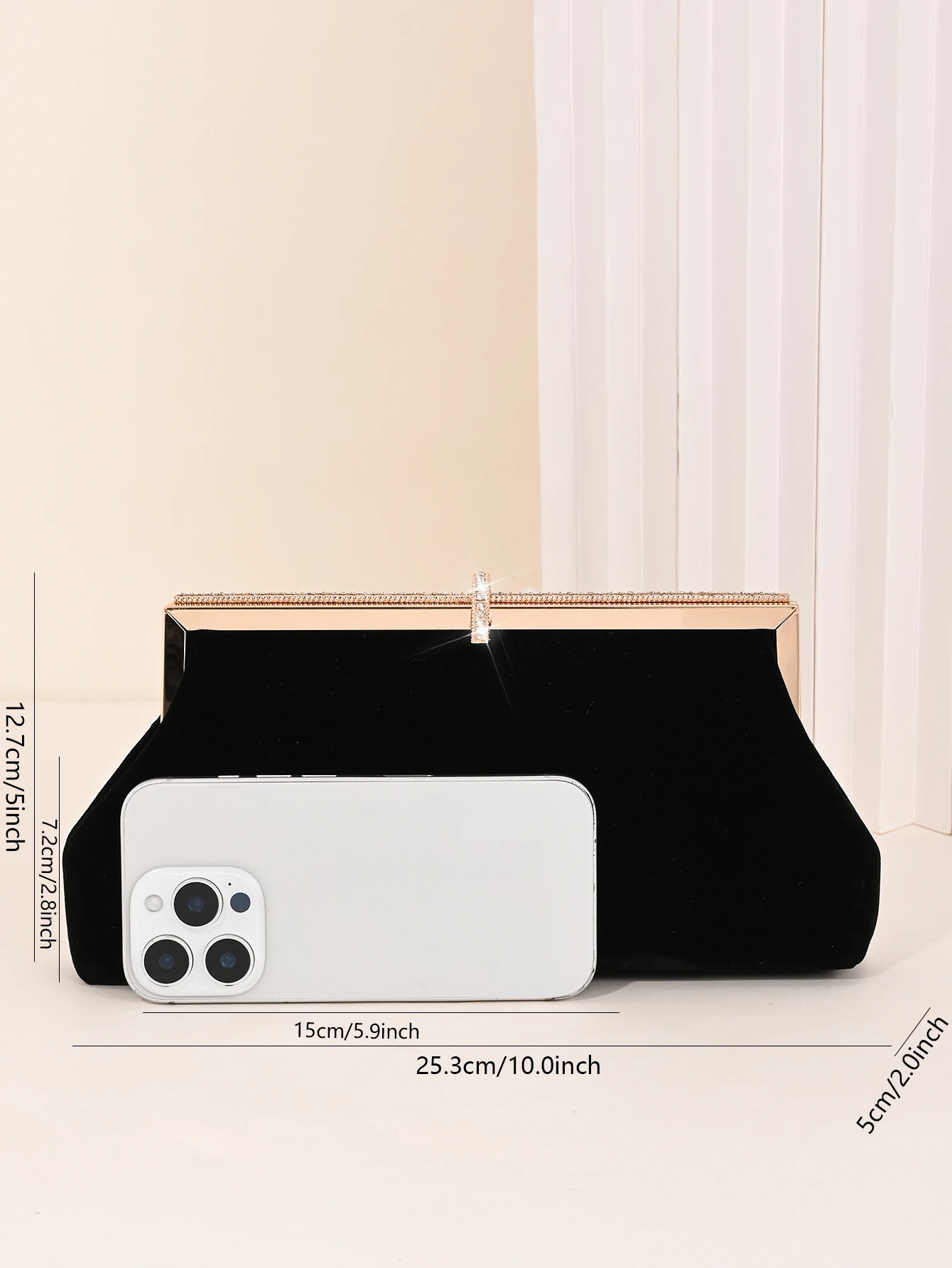 Retro-Samt-Abendtasche, funkelnde Strass-Clutch-Tasche, Fischhaken-Damentasche, Kleidertasche, passende Cheongsam-Tasche – Detail 7