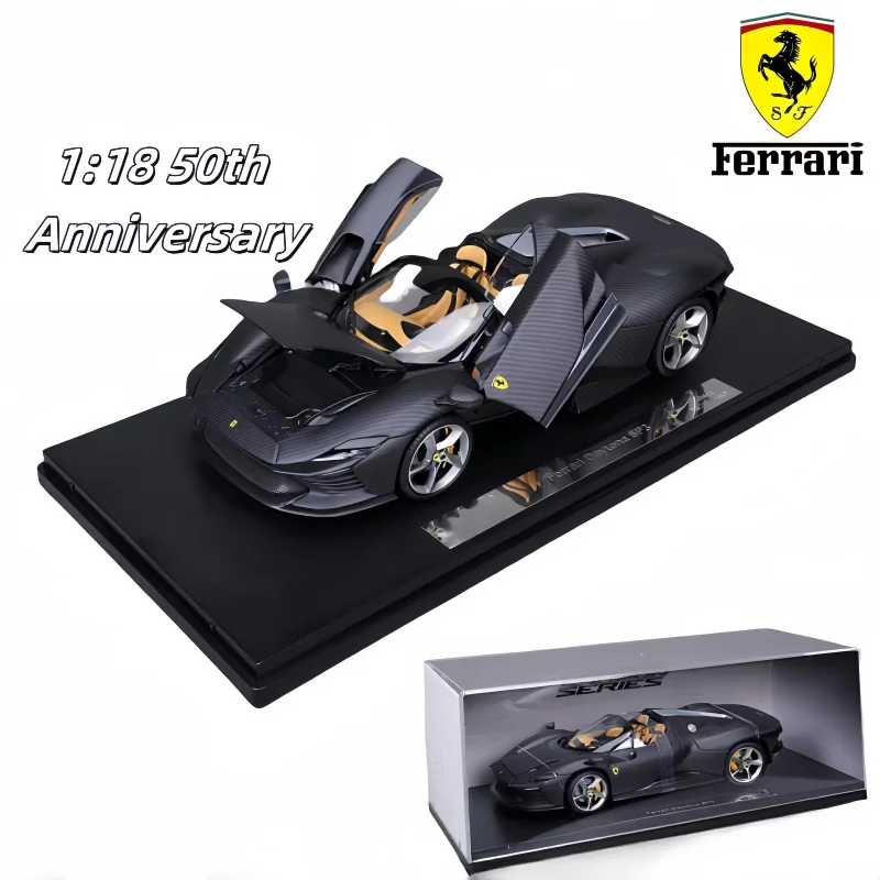 

Горячий оригинальный 1:18 Bruago, 50-летие, текстура углеродного волокна, Ferrari SP3, литой под давлением сплав, коллекция автомобилей, игрушка, подарок на день рождения
