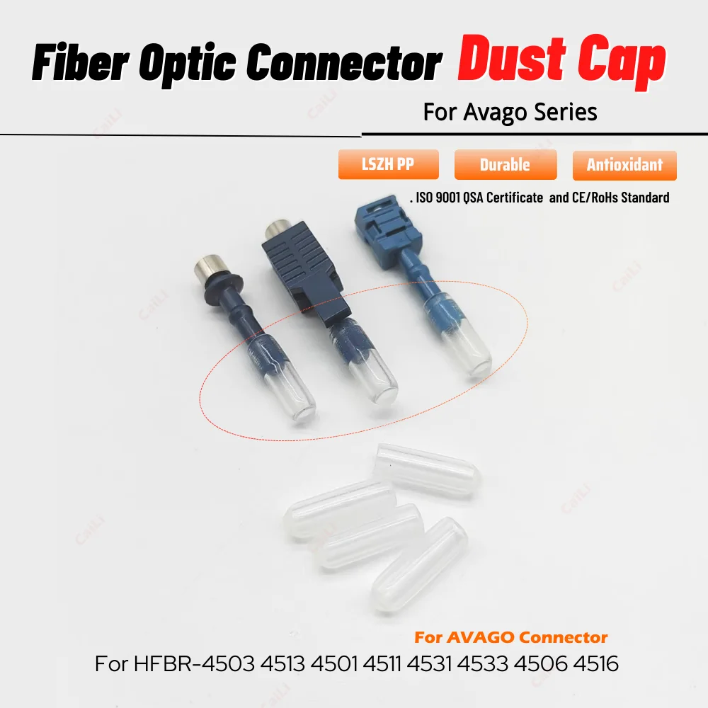 Dust Cap High Fiber Optic Head Transparent Protective Cover Rubber Dust Cap Compatible With Avago HFBR 4503 4501 4531