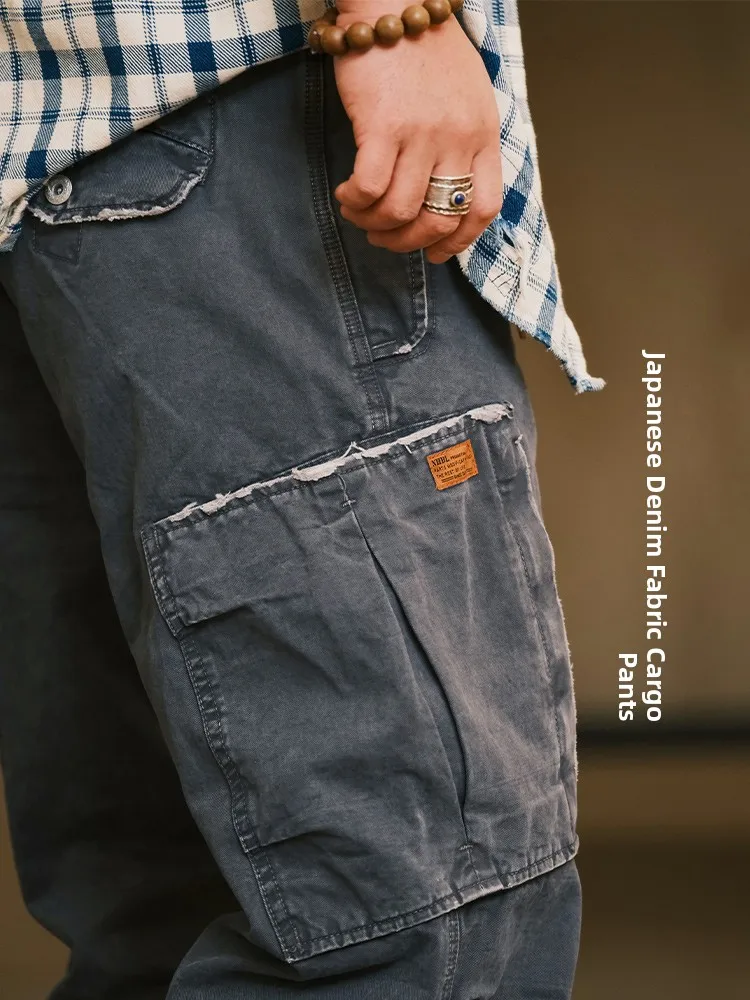 Nachbarschaft Onkel gemacht Vintage Taille gerades Bein Multi ket Arbeitskleidung Hose lässige gerade Beinhose für Männer