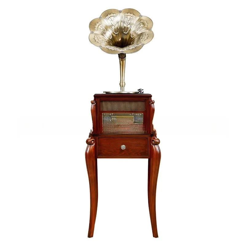 Gramophone Living Room Solid Wood Record Player Vintage Vintage Audio Vinyl Record Player