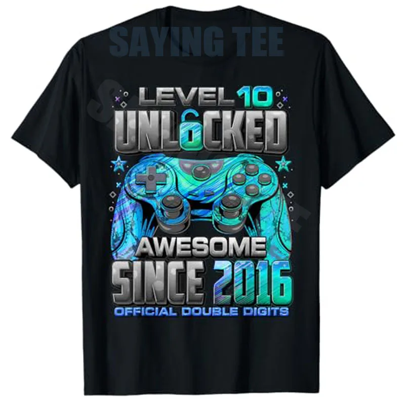 10-jährige Geburtstagsdekorationen für Jungen, T-Shirt „Awesome Since 2016“, Level 10 Unlocked Video Gamer, 10. Geburtstag, Neuheits-T-Shirt-Kleidung – Detail 9