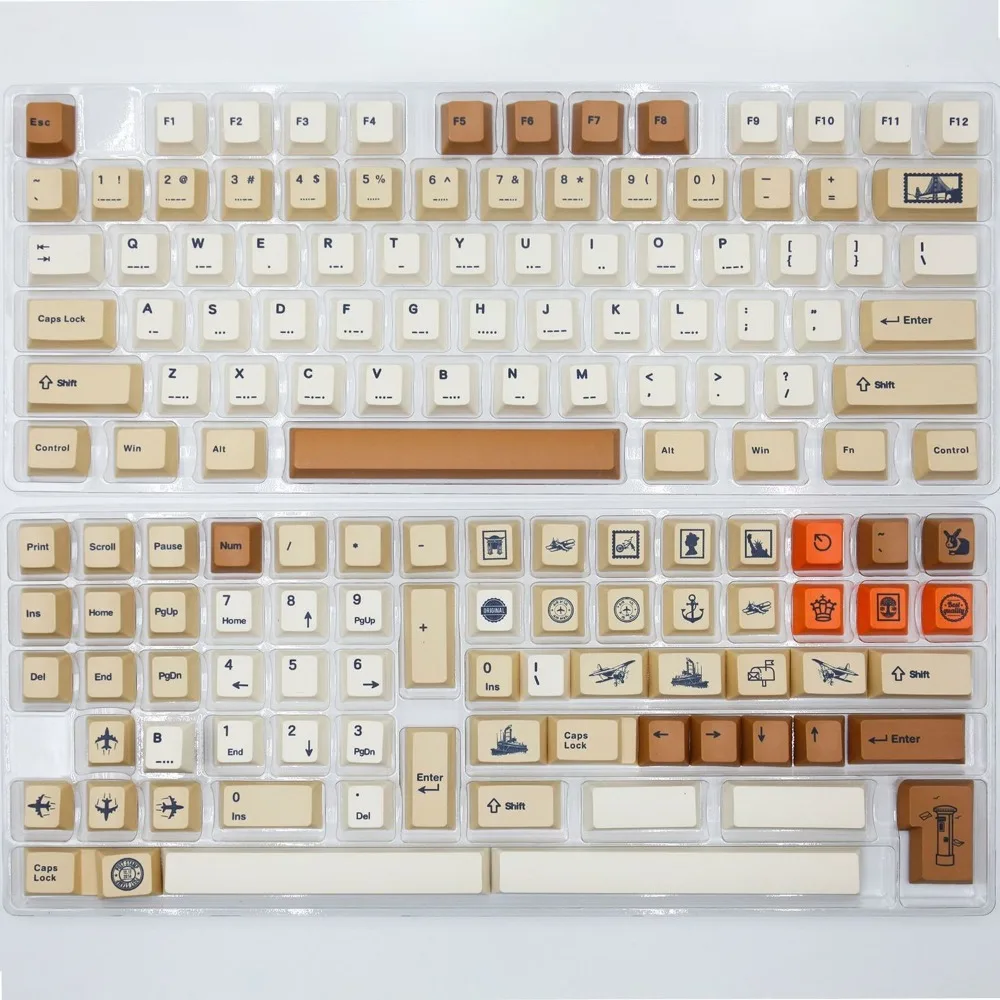 Stamp Theme Vintage Mechanical Keyboard Cap Cherry Height Pbt Keycaps 68/75/84/87/98/100/Keycaps