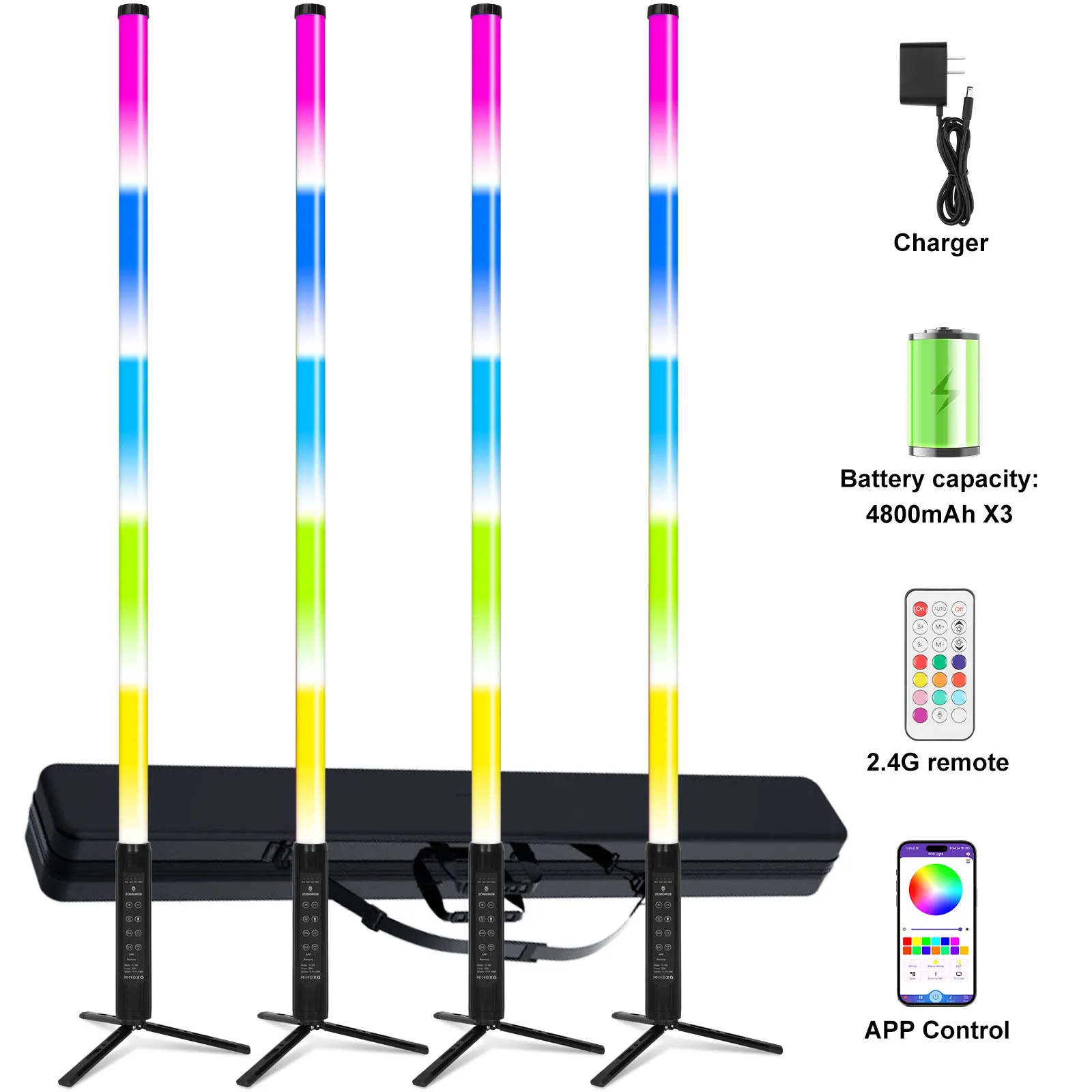 

ZDMDRGB USA in stock IP65 Outdoor D40 5ft 360 RGB Led Pixel Tube Lights Bar Stand for Video Party Events DJ Stage Lighting