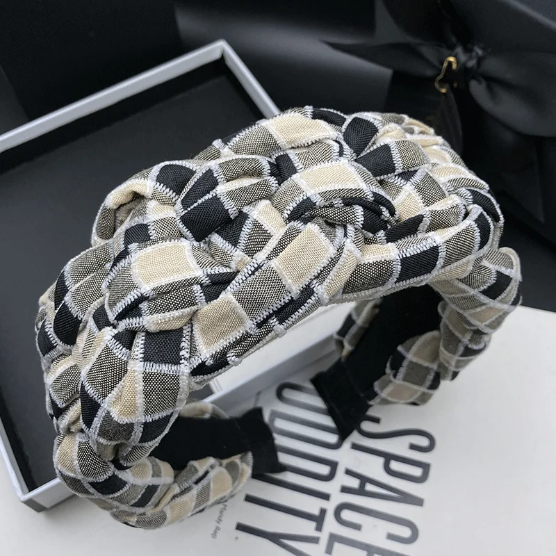 

Новая тканая повязка на голову-шпилька для женщин, топ с высоким черепом, мода для взрослых, ниша, широкий край, прессованные волосы, повязка на голову для мытья лица