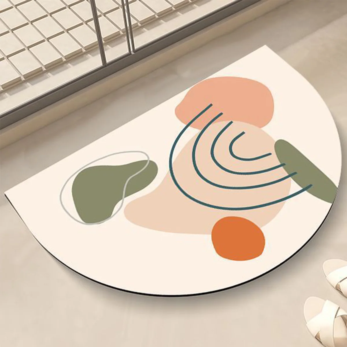 Semi Circular Bathroom Soft Diatom Ooze Absorbent Mat Bathroom Toilet Entrance Anti Slip Quick Drying Foot Mat Carpet Wholesale