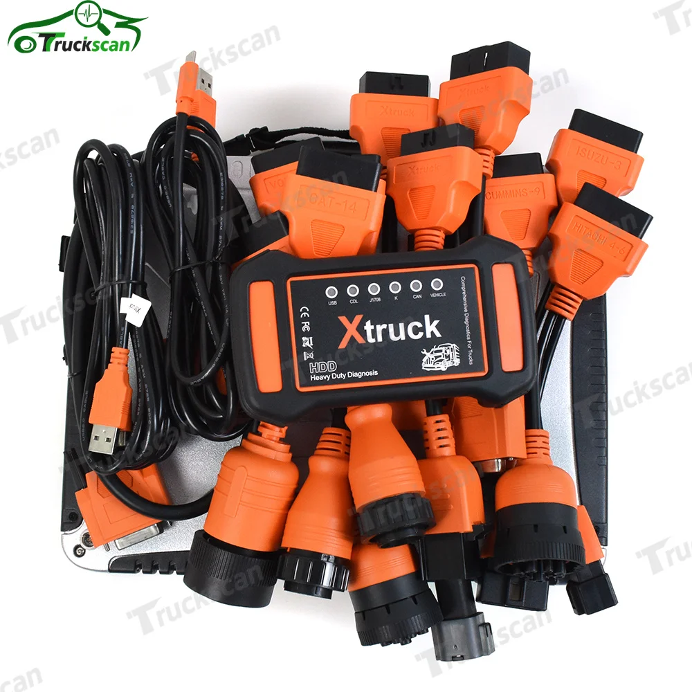 Xtruck HDD Y009 Support Multi-language with CF19 laptop Heavy Duty Truck OBD2 Scanner Adapter Full Function Diagnosis Tools