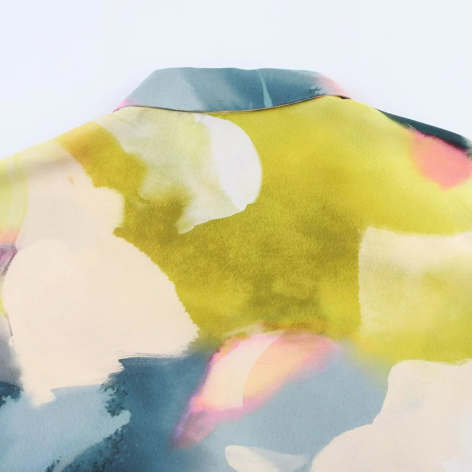 Camicetta da donna stampata Camicia strutturata in raso di seta stampata minimamente Camicetta da ufficio monopetto da donna estiva