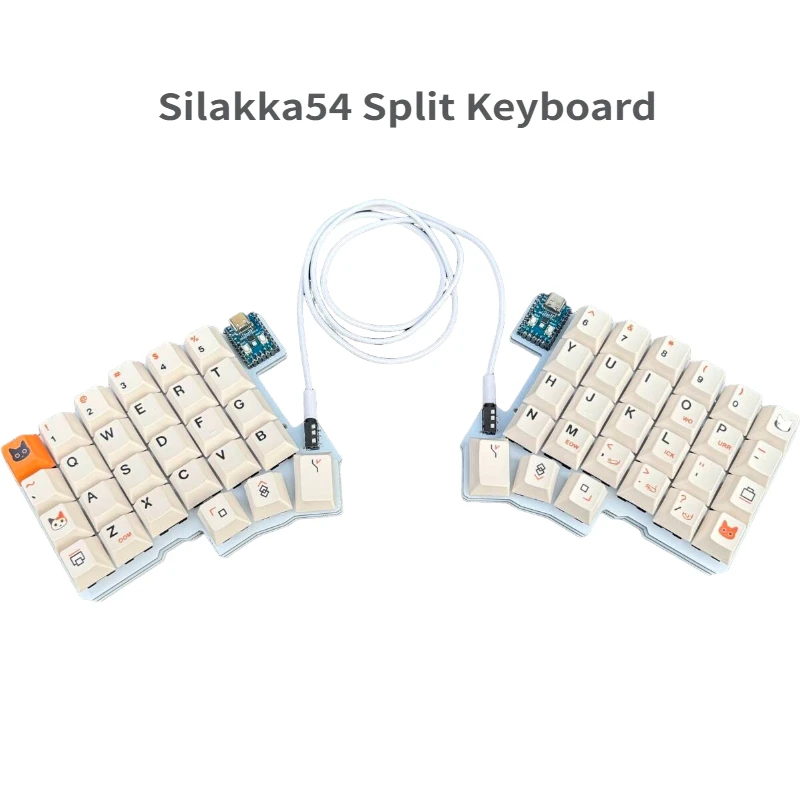 Silakka54 Split Keyboard Kit Wired VIAL/QMK Hot-Swap Customized Ergonomic Gaming Left and Right Handed Mechanical Keyboards Gift