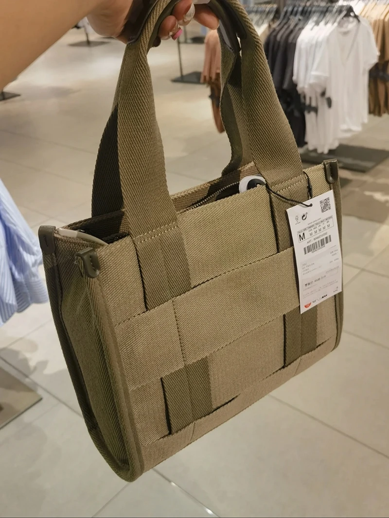 

KIMIZA Original RA Faion Versatile Casual Thi Canvas Woven Tofu Small Square Handbag Tote Bag for Men And Women