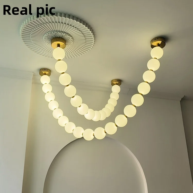 

Creative Pearl LED Pendant Lights Nordic Modern Gold Ceiling Chandeliers Living Dining Room Home Decor Lusters Luminaires