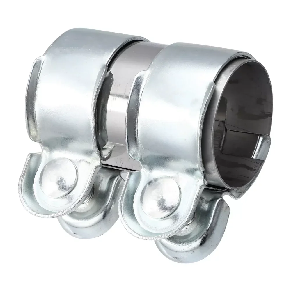 Edelstahl-Auspuffrohrklemme 45mm 50mm 63mm Doppelverbinder Schalldämpferhalterung für Auto Universelles Reparaturzubehör-Set – Detail 5