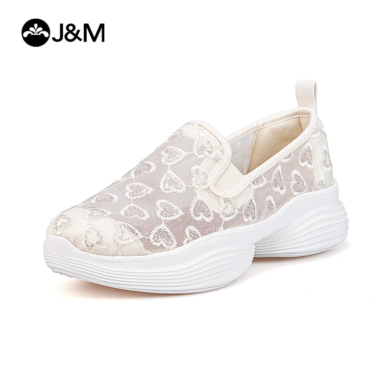 

J&M Women Shoes Fashion Lace Mesh Summer Lady Soft Lightweight Sneakers Beach Walking Shoes Breathable Black White Casual Shoes