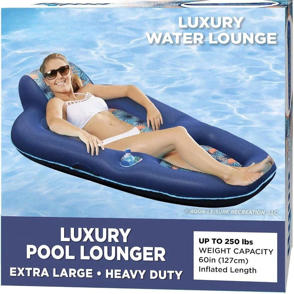 

Luxury Water Lounge, X-Large, Inflatable Pool Float with Headrest, Backrest & Footrest, Palm Beach Flamingo