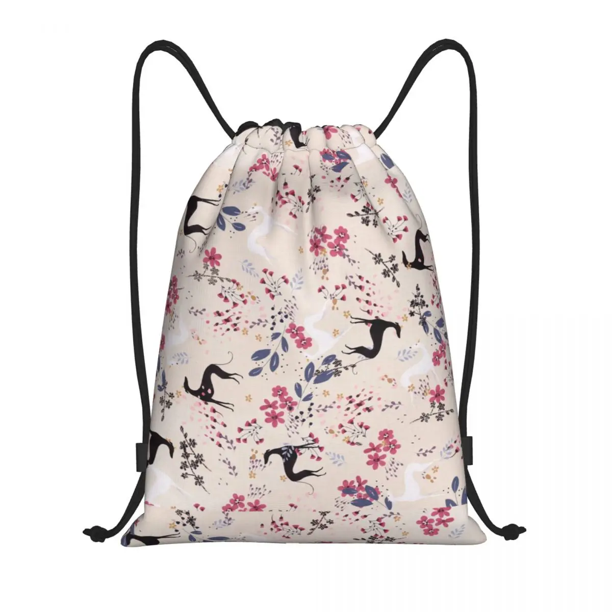 

Custom Greyhound Sighthound Flower Love Drawstring Bag Portable Gym Sports Sackpack Whippet Dog Shopping Storage Backpacks