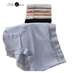 Natural Mulberry Silk Mid Waist Cold Underwear in Morandi Color Scheme with Sexy Buttocks Design for Breathable Women