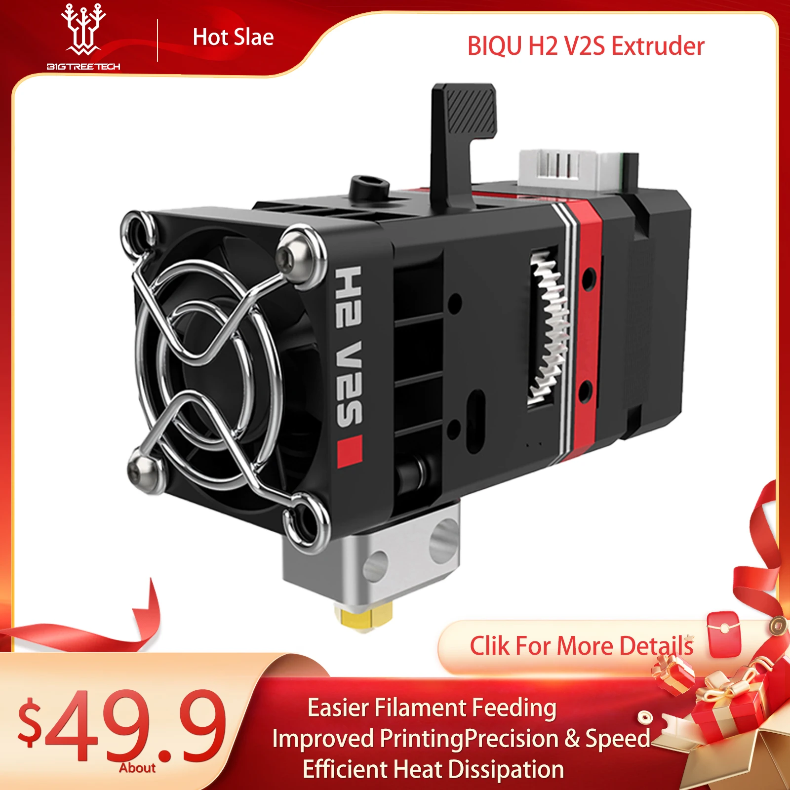 BIQU H2 V2S Extruder Direct Dual Gear Hotend 24V 3D Printer Akcesoria Titan Extruder For Ender 3 V2 Pro Upgrade H2 V2.0