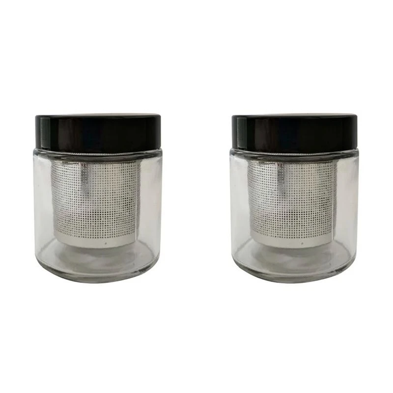 2X Diamond Washing Cup Watch Small Parts Gemstone Cleaning Glass Jar Pot With Sieve
