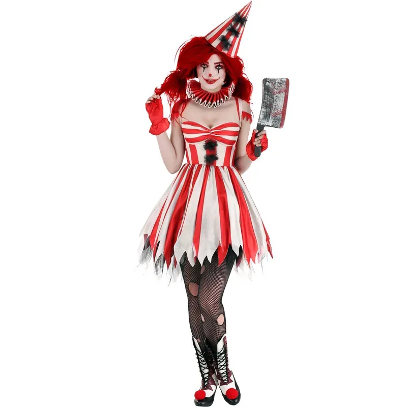for Women Cosplay Adult Female Carnival Party Scary Outfits Set Halloween Clown Costumes Fancy Dress kn.7