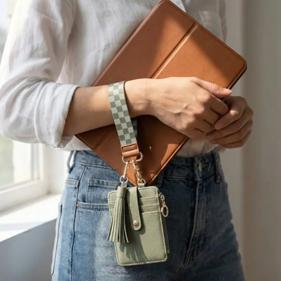 Stylish Wristlet Keychain Wallet for Women - Slim Design Credit Card Holder w/ Plenty of Storage incl. Clear ID Window and Zipp