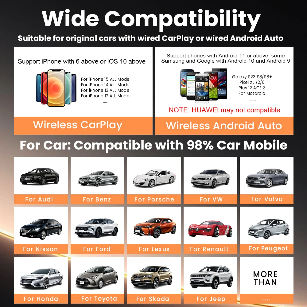 2in1 محول CarPlay اللاسلكي اللاسلكي أندرويد السيارات دونغل أنظمة السيارة الذكية AI صندوق ذكي لشركة فولكس فاجن تويوتا نيسان هوندا MG #6