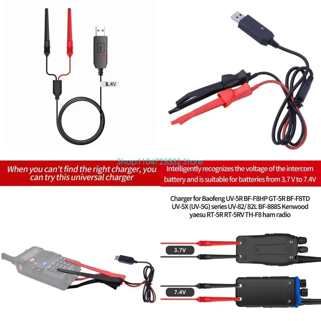 P5EA Walkie-Talkie Accessories USB Charger-Clamp for TYT-Retevis UV-5R UV-82 BF-888S
