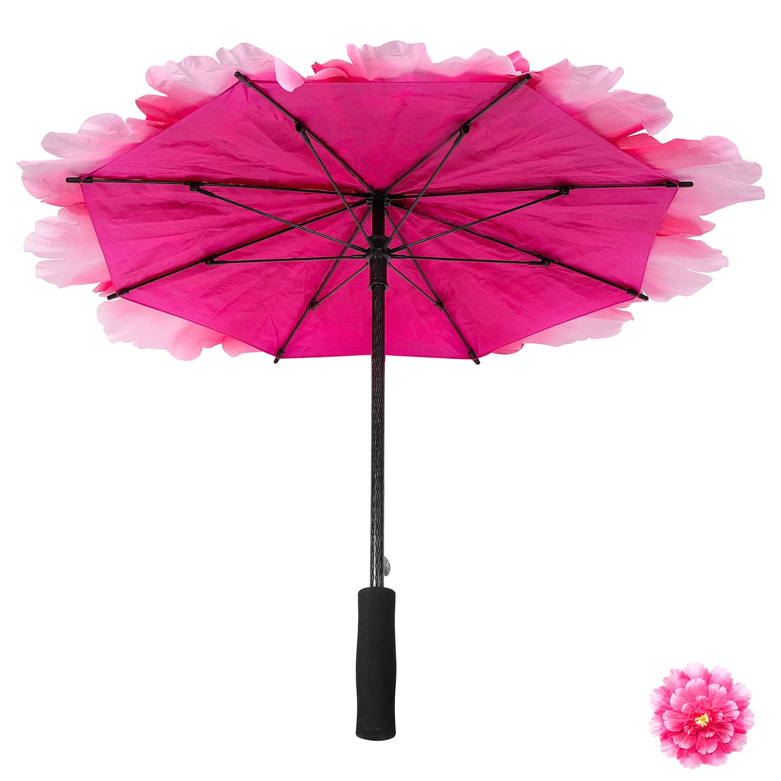 

Peony Cloth Umbrella Performance Stage Flower Decorative Umbrella For Wedding Party Photography Costume Prop Reusable Metal