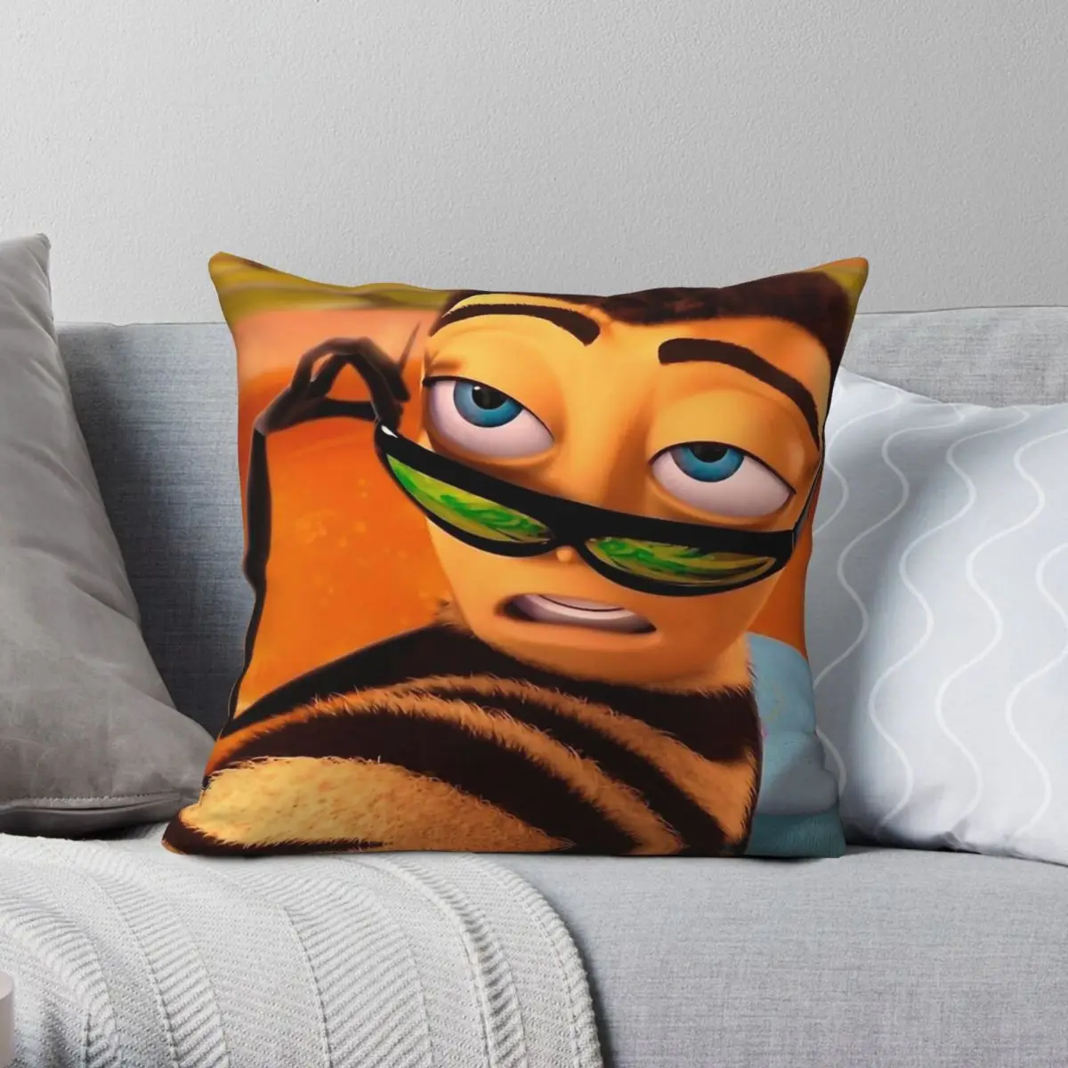 

Barry B. Benson Bee Movie Square Pillowcase Polyester Linen Velvet Printed Zip Decorative Throw Pillow Case Home Cushion Case