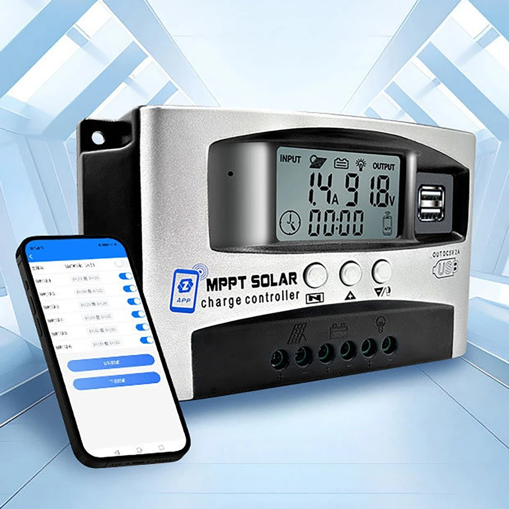 Step-down MPPT Solar Panels Battery Charge Controller w/LCD Display bluetooth Mobile APP Control 12V/24V/36V/48V/60V