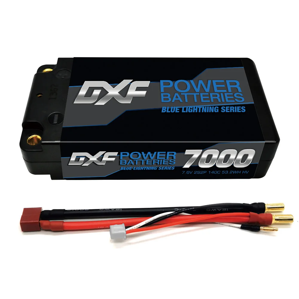 DXF 2S Shorty Lipo batteria 5200mAh 6300mAh 7000mAh 7.4V 7.6V 5mm T Plug Hardcase per 1/10 Buggy Car Truck RACING Helicopter