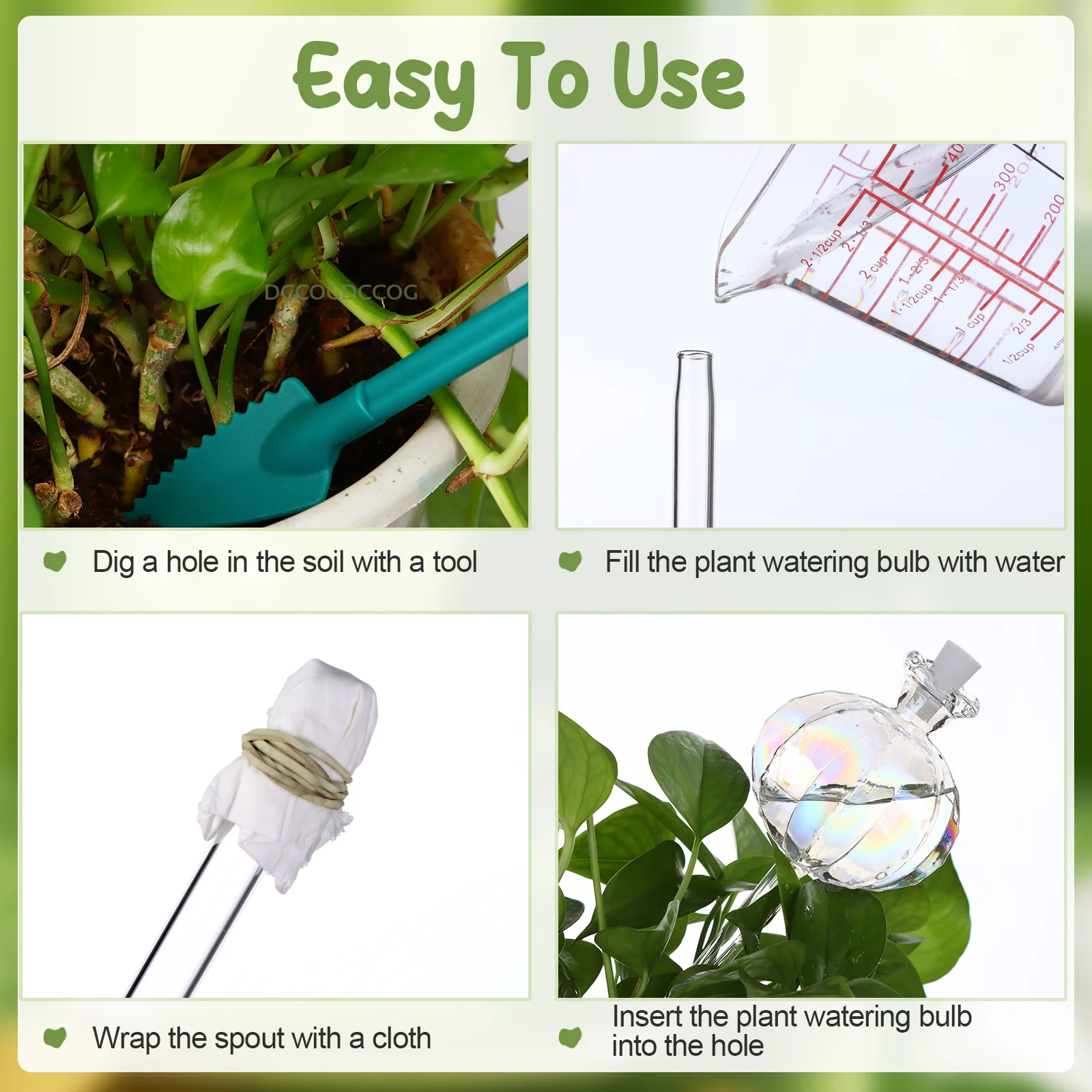 6 قطعة كبيرة قزحي الألوان الزجاج مصنع سقي لمبات الزجاج الشفاف قطرات المياه النباتية الملونة زهرة شكل مصابيح السقي الذاتي السيارات #4