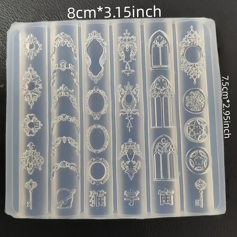 1 Stück Europäischer Retro-Muster-Kerzenhalter, 3D Nagelkunst-Dekoration DIY Transparente Nagelform – Detail 6