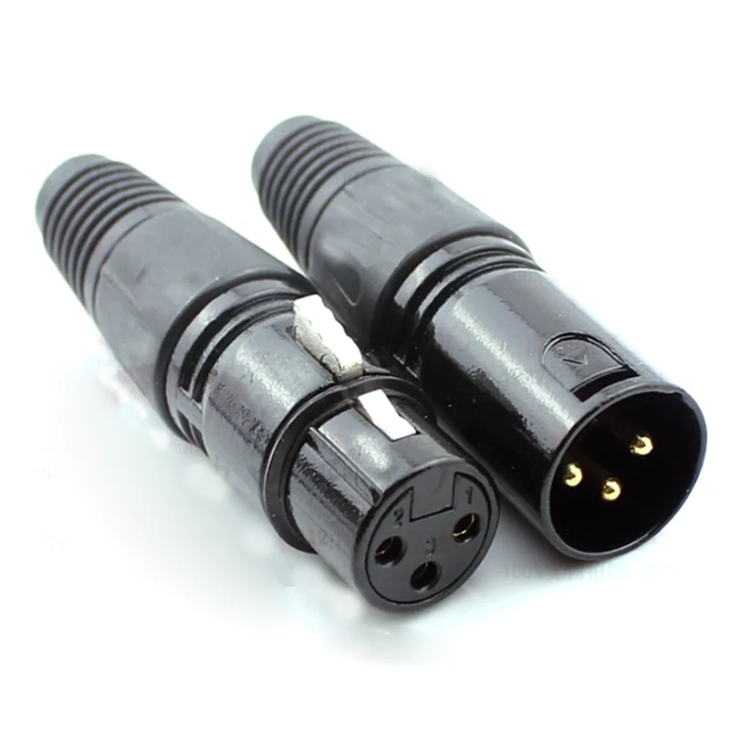 

XLR 3-Pin Male/Female Microphone Audio Cable Plug Connector Cannon MIC Cable Termination Black gold Microphone Plugs