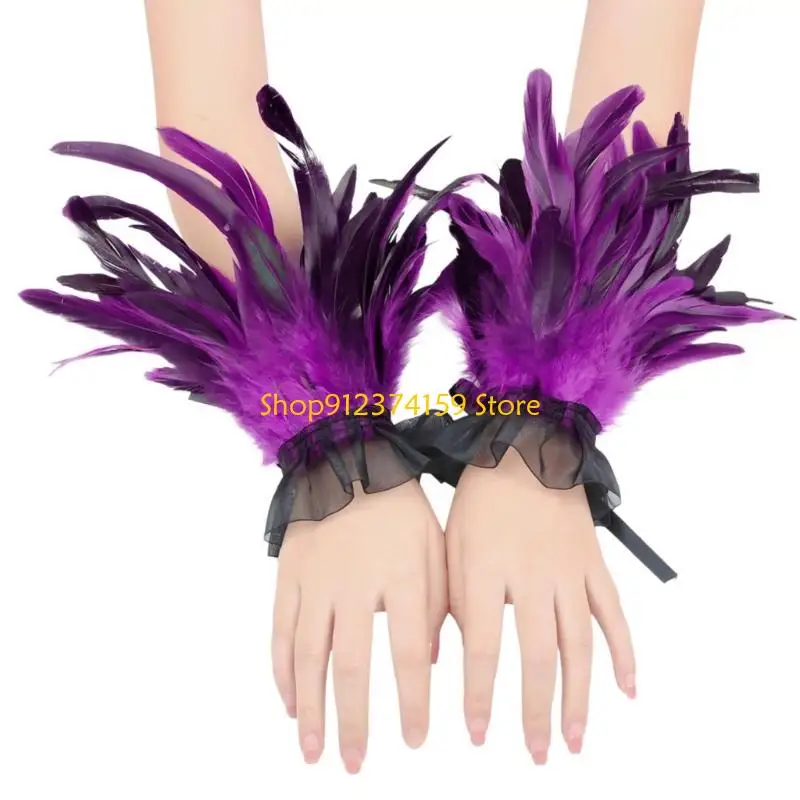 g5ae-feathered-arm-sleeves-ethnic-hand-cuffs-masquerades-wristband-costume-accessory