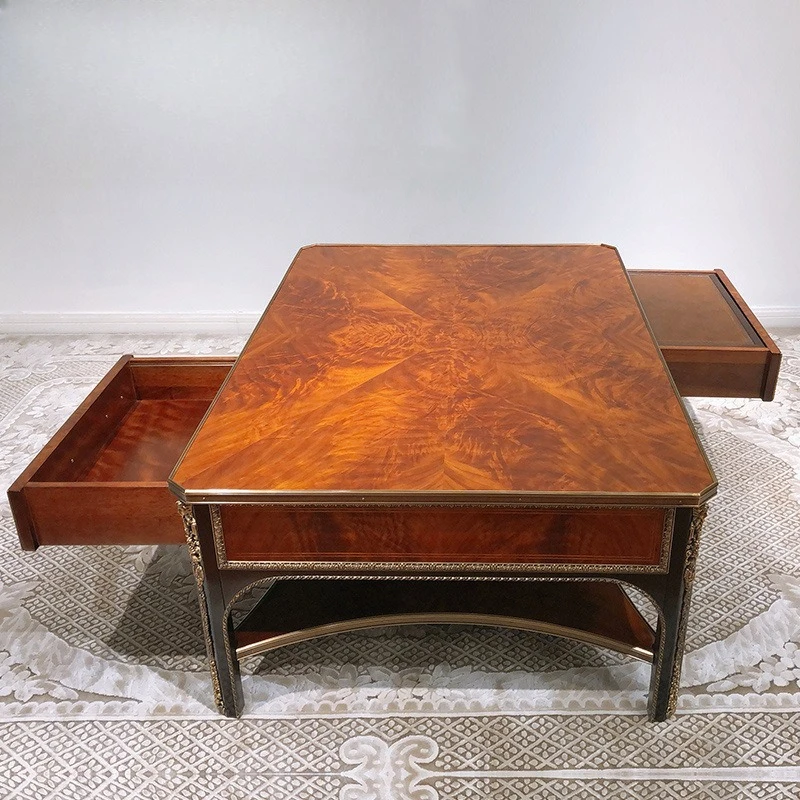 

English copper square coffee table neoclassical villa big house club villa furniture