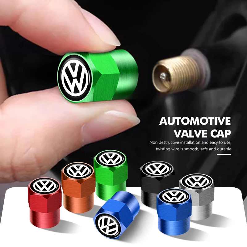 4pcs Car Wheel Tire Valve Tyre Caps Universal Auto Accessories For Volkswagen VW Scirocco Jetta Beetle Golf 4 5 6 Passat Polo B5