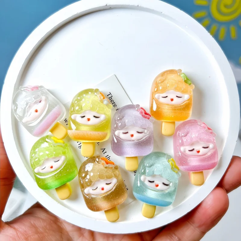 15Pcs Diy Cartoon Ice Cream Girl Jewelry Resin Accessories Toy Handmade Cream Gel Phone Case Hair Clip Headband Accessories Gift