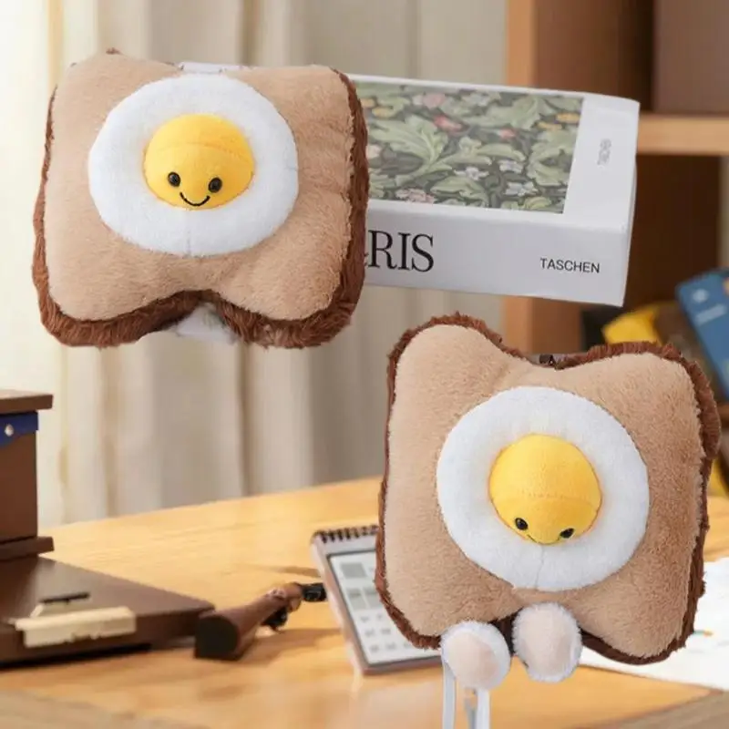 Leuke leuke simulatie voedsel toast gebakken ei pluche pop hanger rugzak hangende ornamenten geschenken