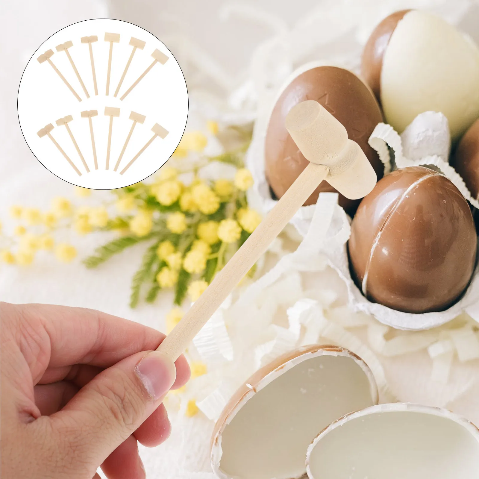 20 قطعة المطارق الخشبية الصغيرة الطبيعية سطح أملس آمنة الاطفال مطرقة خشبية اليانصيب لعبة المطرقة أداة متعددة الأغراض مطارق صغيرة #5